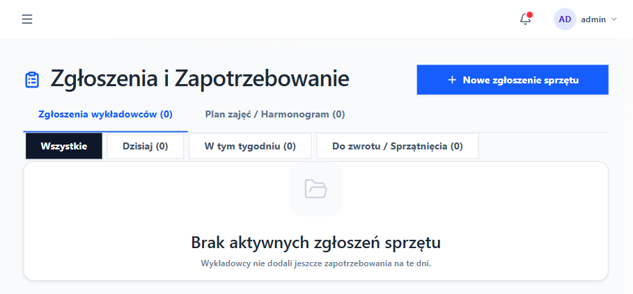 Zgłoszenia i zapotrzebowanie